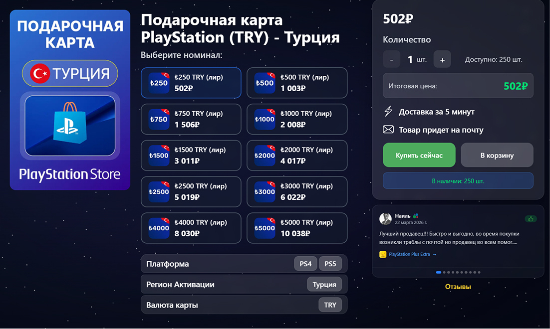 Подарочные карты PlayStation на zloypay.ru